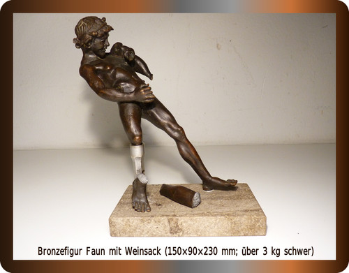 Bronzefigur faun mit weinsack - bronzefigur,