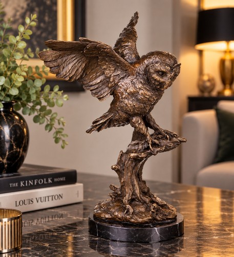 Bronze skulptur eule auf - skulptur,