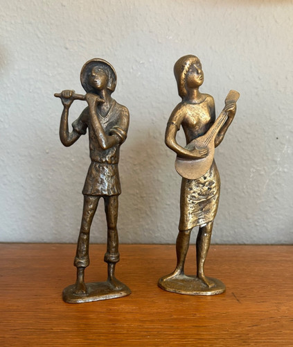 Bronzefiguren flötenspieler - flötenspieler, &