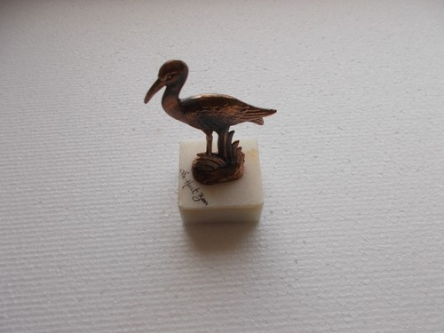 Kleine bronze figur storch - bronze,